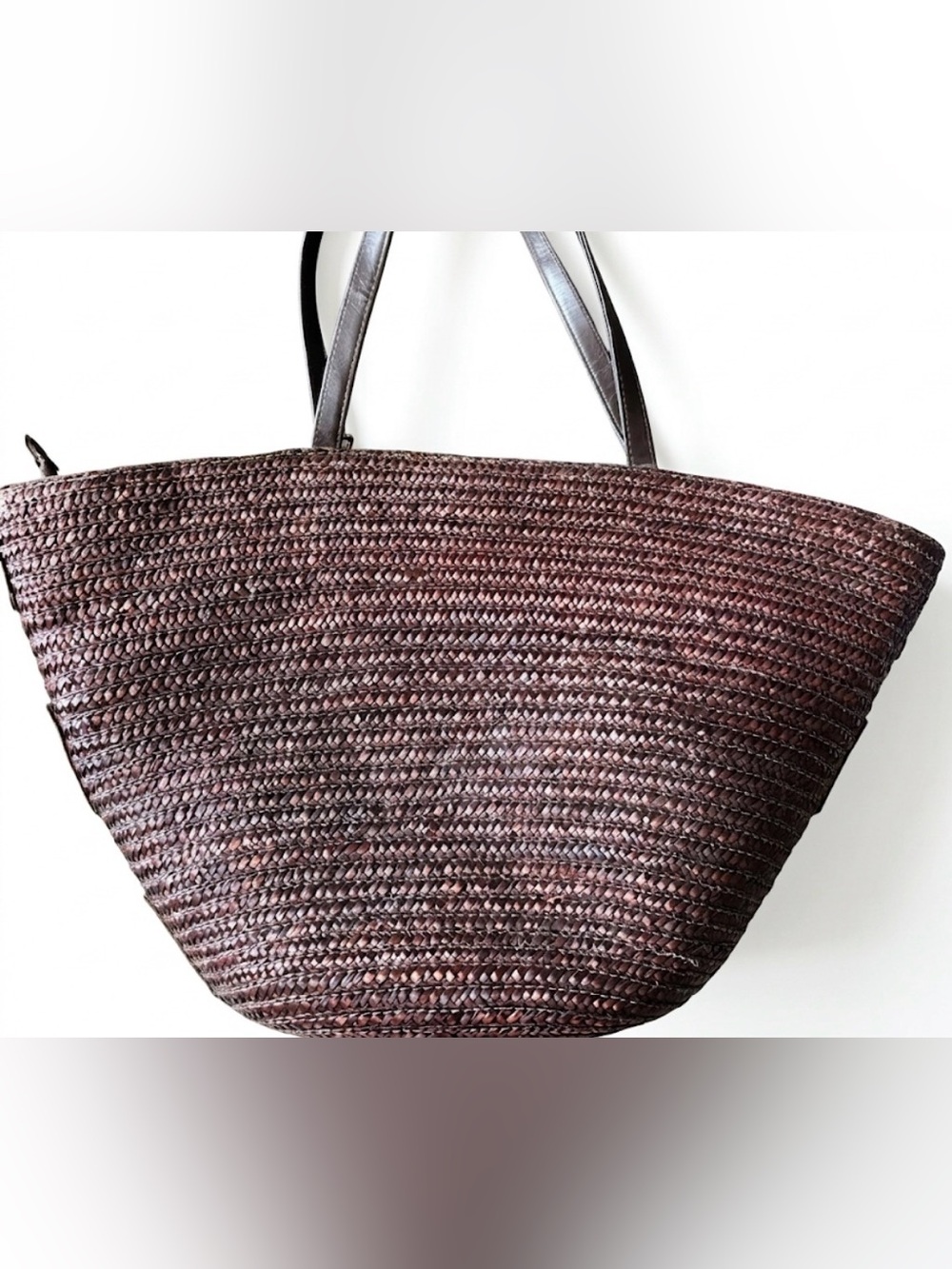 Big Buddha Brown Woven Straw Studded Boho Shoulder Tote Bag - Picture 8 of 8